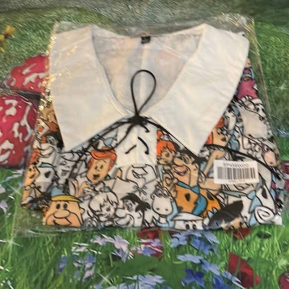 Flintstones x Smak Parlour Flintstones Character Print Mini Dress, Size L, NWT - Picture 6 of 8